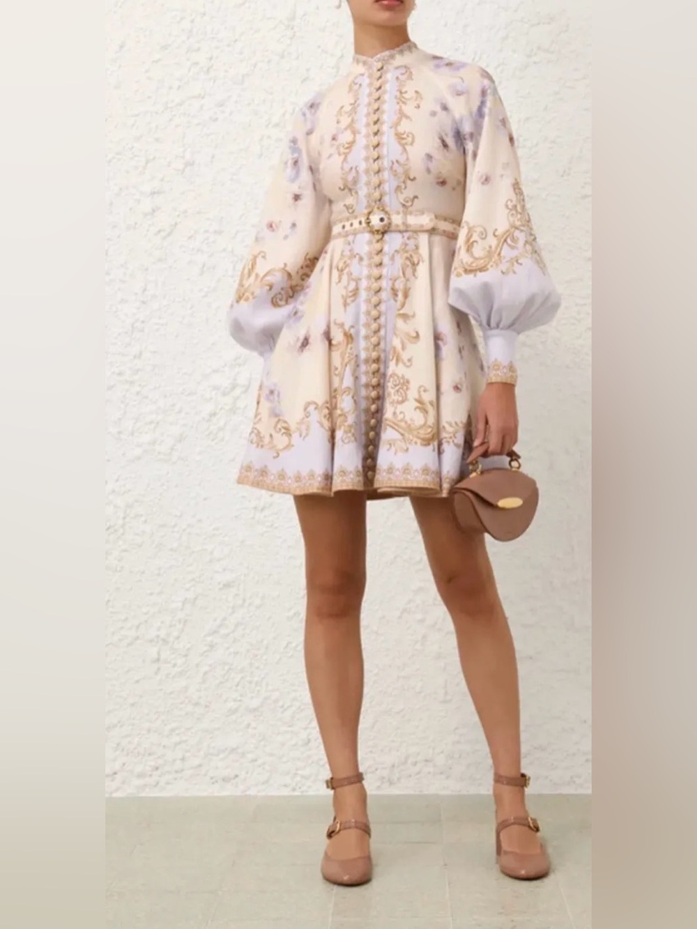 Zimmermann Hypnotic Buttoned Cream Mini Dress NWT AU 0 / US 4